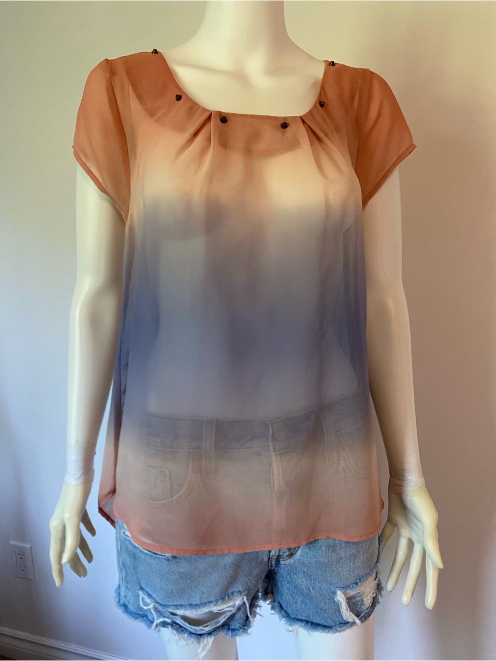 Peach to Blue Ombre Cap Sleeve Tunic